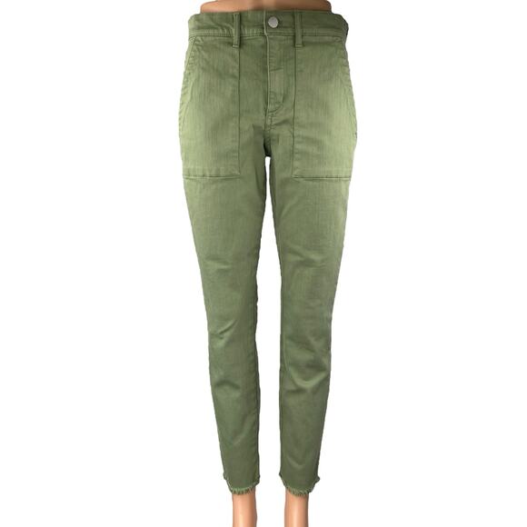 Ann Taylor Pants - Ann Taylor LOFT Women's Green Mid Rise Skinny Frayed Raw Hem Trousers Pants Sz 2